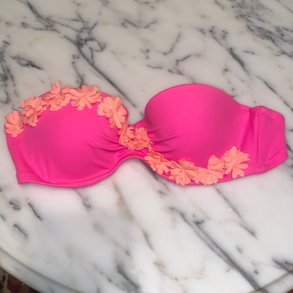 Victoria’s Secret Pink Flower Bandeau Swim Top